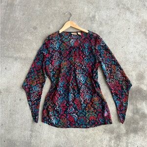 Wrangler Bell Sleeve Blouse Top Size M Medium Paisley Design Women